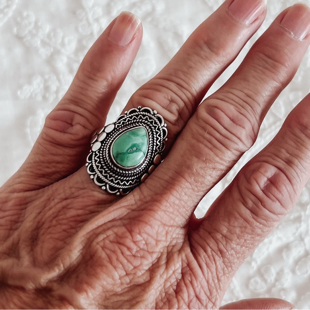 Southwestern Style 925 Sterling Silver and Turquoise Ring